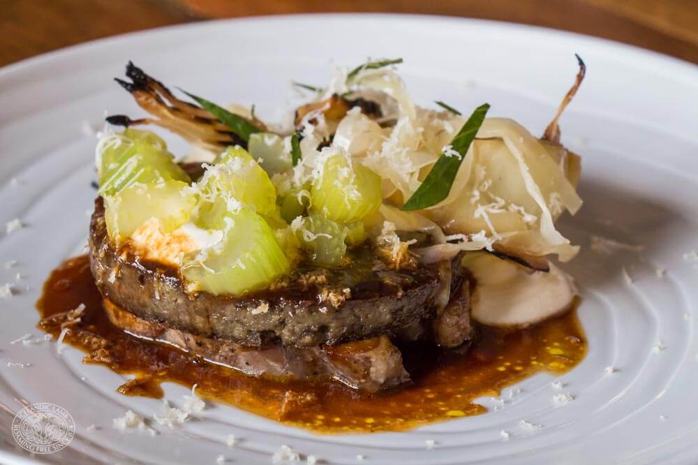 lamb liver sausage dish with vegetables