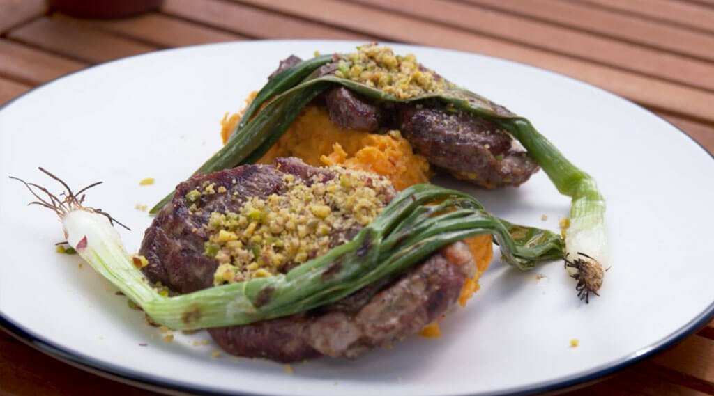 Grilled Lamb with Pistachio Crust