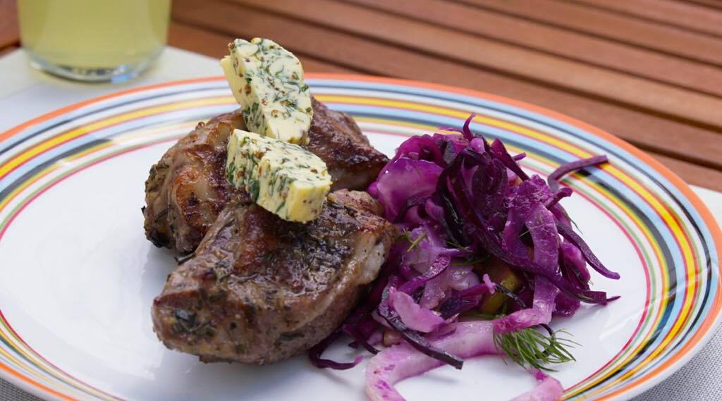 Grilled Lamb Sirloin with Herb Butter